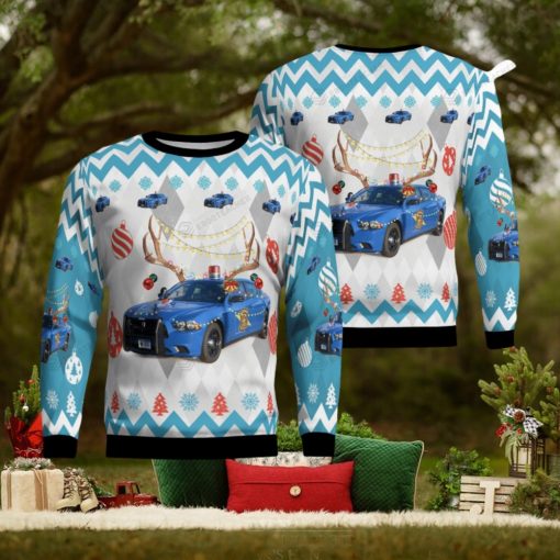 Michigan State Police Dodge Charger Christmas 3D Printed Ugly Christmas Sweater