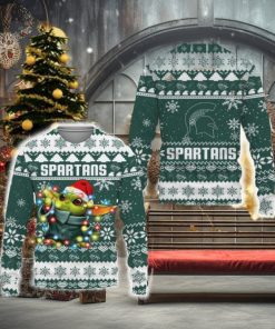 Michigan State Spartans Baby Yoda Star Wars Sports Football American New 3D Sweater Gift Ugly Christmas