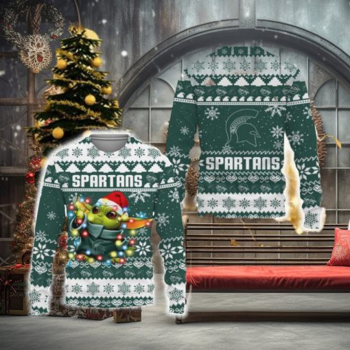 Michigan State Spartans Baby Yoda Star Wars Sports Football American New 3D Sweater Gift Ugly Christmas
