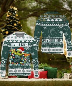 Michigan State Spartans Baby Yoda Star Wars Sports Football American New 3D Sweater Gift Ugly Christmas