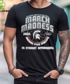 Michigan State Spartans Green 2024 26 Straight March Madness Appearances Short Sleeve T Shirt