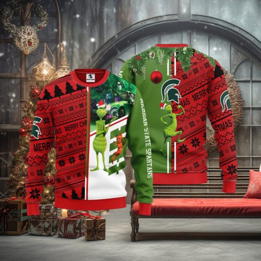 Michigan State Spartans Grinch & Scooby doo Christmas Ugly Sweater 1