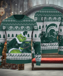 Michigan State Spartans Grinch Ugly Christmas Sweater