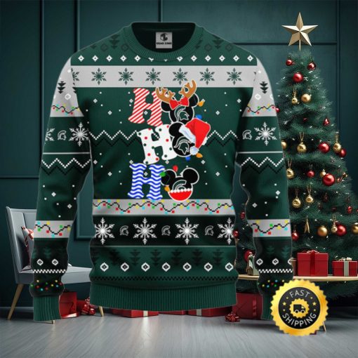 Michigan State Spartans Hohoho Mickey Christmas Ugly Sweater