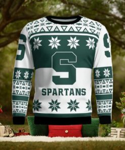 Michigan State Spartans Logo Big Snowflake Pattern Ugly Christmas Sweater