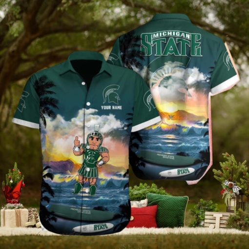 Michigan State Spartans NCAA Colorful Custom Name Hawaiian Shirt Beach For Men Women Gift For Fans