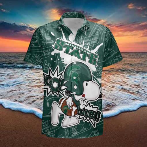 Michigan State Spartans Snoopy Peanut Team Playing Football Hawaiian Shirt For Men And Women