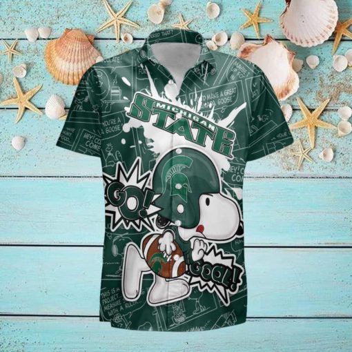Michigan State Spartans Snoopy Peanut Team Playing Football Hawaiian Shirt For Men And Women