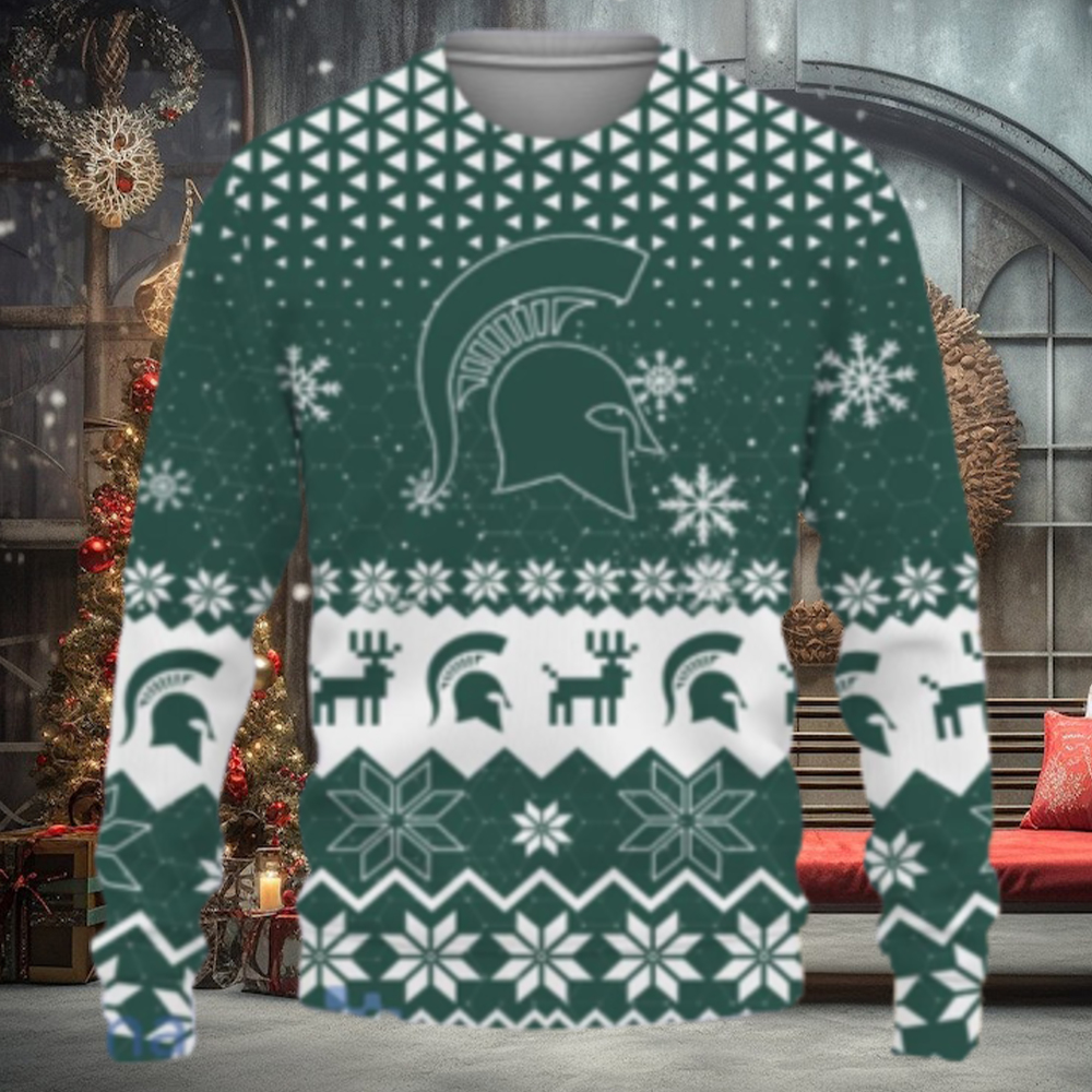 Michigan State Spartans Sports Football American Vintage Christmas Pattern Ugly Christmas Sweater Michigan State Spartans Sports Football American Vintage Christmas Pattern Ugly Christmas Sweater