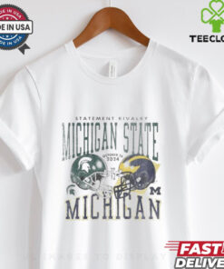 Michigan State Spartans vs. Michigan Wolverines Helmet October 26 2024 Statement Rivalry Matchup T Shirts