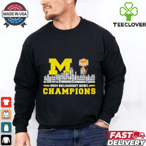 Michigan Wolverines 2024 Reliaquest Bowl all name city skyline shirt