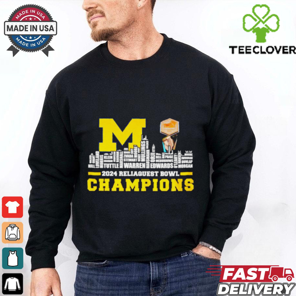 Michigan Wolverines 2024 Reliaquest Bowl all name city skyline shirt Michigan Wolverines 2024 Reliaquest Bowl all name city skyline shirt