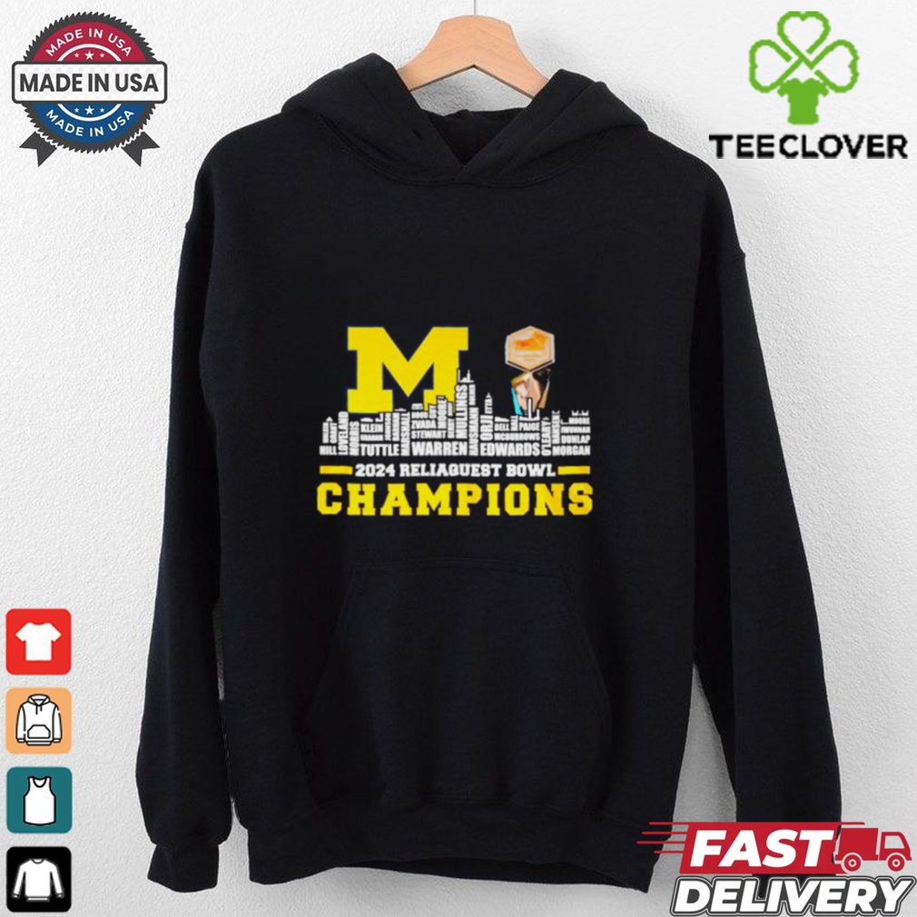 Michigan Wolverines 2024 Reliaquest Bowl all name city skyline shirt Michigan Wolverines 2024 Reliaquest Bowl all name city skyline shirt