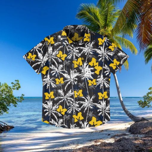 Michigan Wolverines Black Floral Hawaiian Shirt