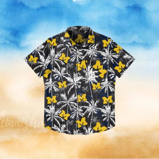 Michigan Wolverines Black Floral Hawaiian Shirt