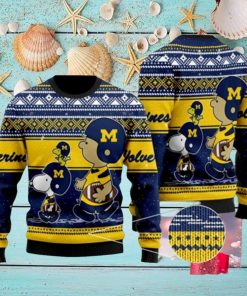 Michigan Wolverines Charlie Brown Snoopy Wear Football Jersey Ugly Christmas Sweater