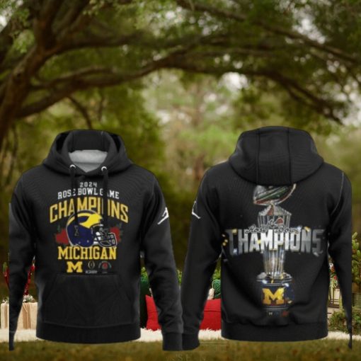 Michigan Wolverines College Football Playoff 2024 Rose Bowl Champions Hoodie