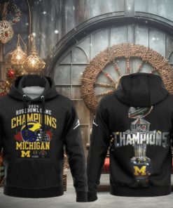 Michigan Wolverines College Football Playoff 2024 Rose Bowl Champions Hoodie