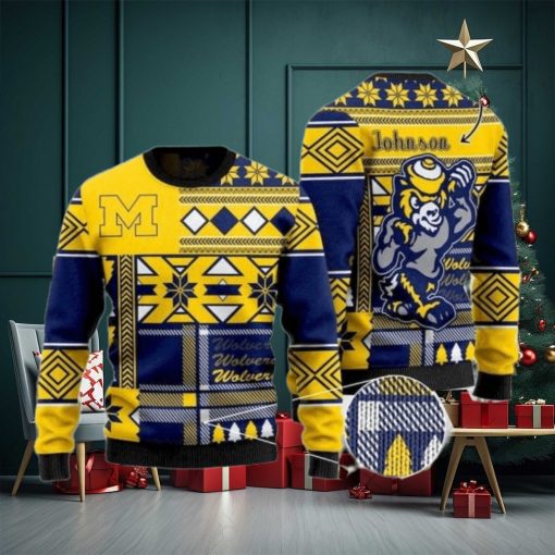 Michigan Wolverines Custome Name Football Christmas Ugly Sweater