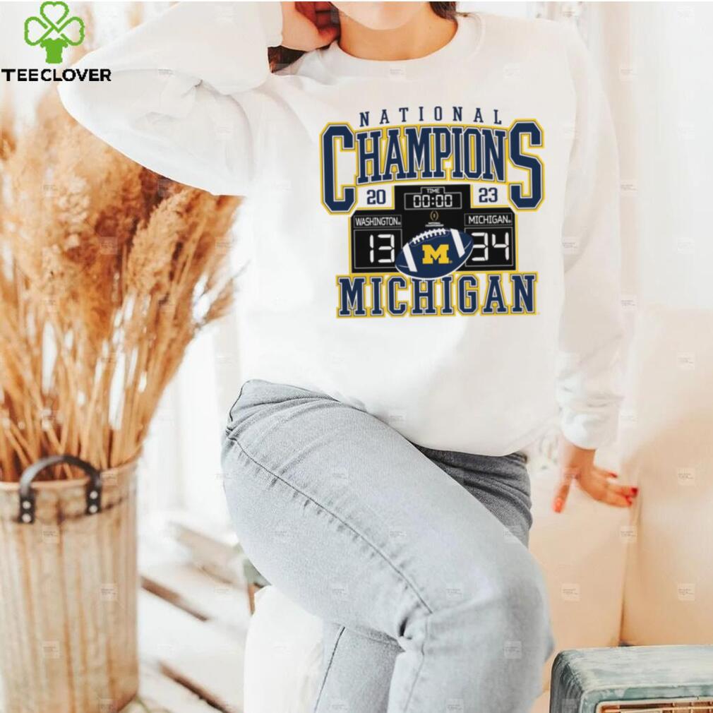 Michigan Wolverines Fanatics Branded College Football Playoff 2023 National Champions Scoreboard T Shirt