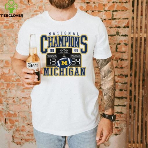 Michigan Wolverines Fanatics Branded College Football Playoff 2023 National Champions Scoreboard T Shirt