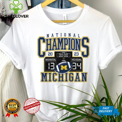 Michigan Wolverines Fanatics Branded College Football Playoff 2023 National Champions Scoreboard T Shirt