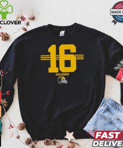 Michigan Wolverines Football Davis Warren No. 16 stripe helmet shirt