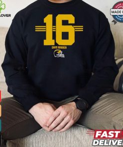 Michigan Wolverines Football Davis Warren No. 16 stripe helmet shirt