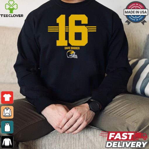Michigan Wolverines Football Davis Warren No. 16 stripe helmet shirt