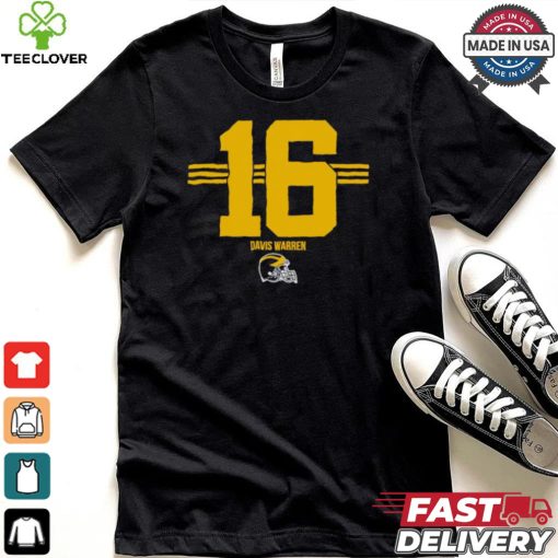 Michigan Wolverines Football Davis Warren No. 16 stripe helmet shirt