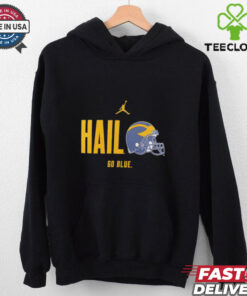 Michigan Wolverines Football Hail go Blue slogan helmet shirt