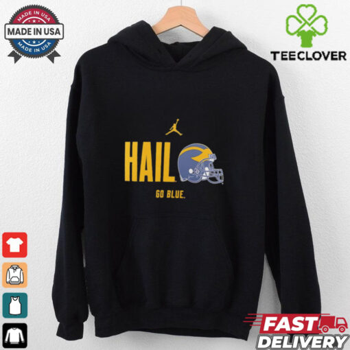 Michigan Wolverines Football Hail go Blue slogan helmet shirt
