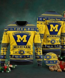 Michigan Wolverines Football Team Logo Personalized Ugly Christmas Sweater Ugly