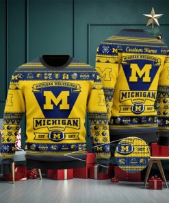 Michigan Wolverines Football Team Logo Personalized Ugly Christmas Sweater Ugly