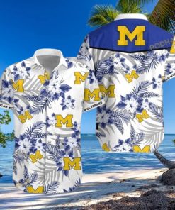 Michigan Wolverines Funny Hawaiian Shirt Tropical Flower Pattern Beach Gift For Sport Fans