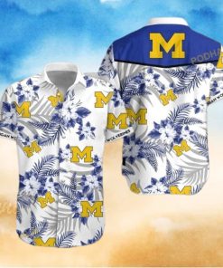 Michigan Wolverines Funny Hawaiian Shirt Tropical Flower Pattern Beach Gift For Sport Fans