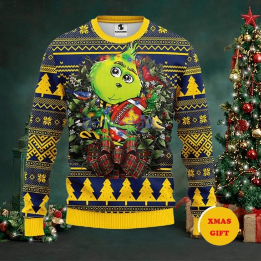 Michigan Wolverines Grinch Hug Christmas AOP Sweater