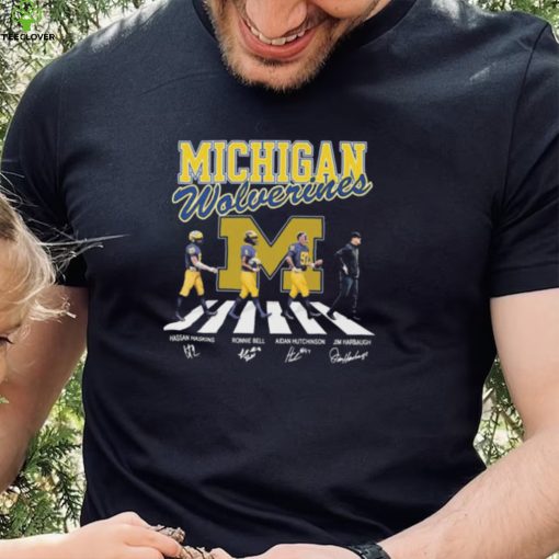 Michigan Wolverines Hassan Haskins Ronnie Bell Aidan Hutchinson And Jim Harbaugh Abbey Road Signatures Shirt