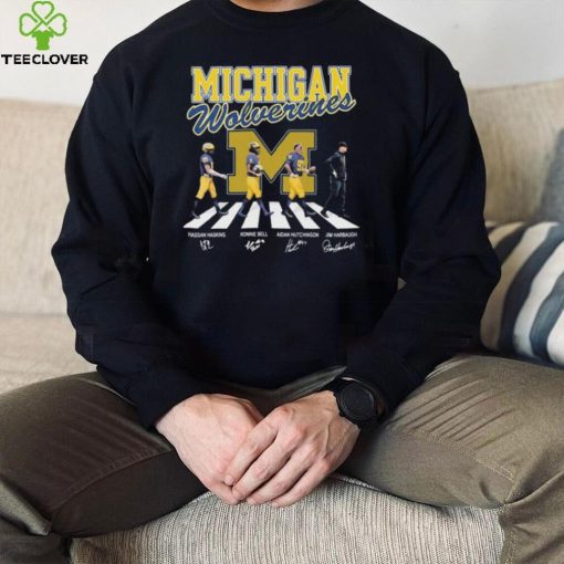 Michigan Wolverines Hassan Haskins Ronnie Bell Aidan Hutchinson And Jim Harbaugh Abbey Road Signatures Shirt