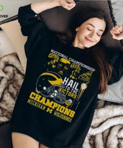 Michigan Wolverines Helmet Football 2024 National Championship Hail To The Victors Champions Shirt