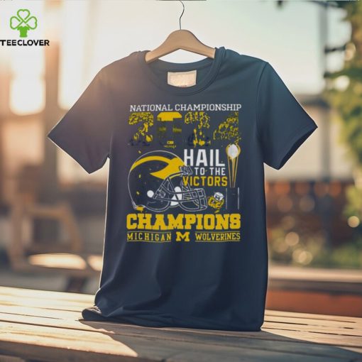 Michigan Wolverines Helmet Football 2024 National Championship Hail To The Victors Champions Shirt