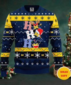 Michigan Wolverines Hohoho Mickey Christmas AOP Sweater