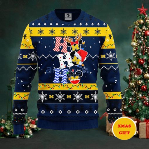 Michigan Wolverines Hohoho Mickey Christmas AOP Sweater