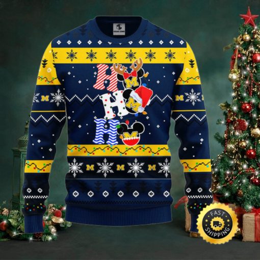 Michigan Wolverines Hohoho Mickey Christmas Ugly Sweater