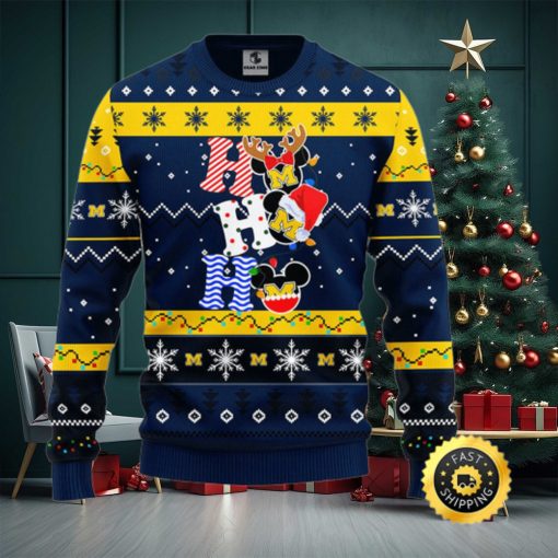 Michigan Wolverines Hohoho Mickey Christmas Ugly Sweater