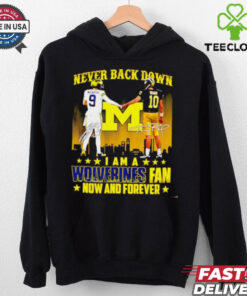 Michigan Wolverines J.J. McCarthy and Alex Orji never back down I am a Wolverines fan shirt