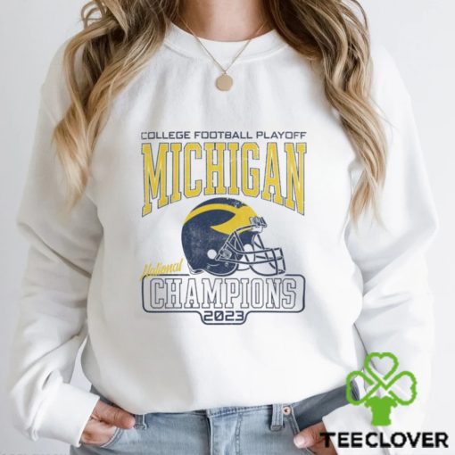 Michigan Wolverines League Collegiate Wear CFP 2023 National Champions Arched Victory Falls Shirts