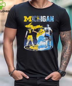 Michigan Wolverines Mc Carthy 9 Detroit Lions Goff 16 signatures t shirt