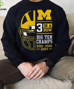 Michigan Wolverines Mens 2023 Back to Back 3X Conference Champions Shirt.