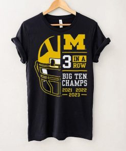 Michigan Wolverines Mens 2023 Back to Back 3X Conference Champions Shirt.